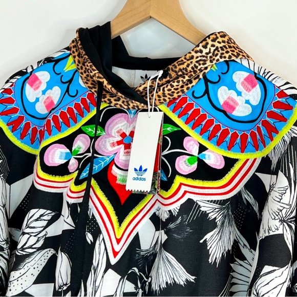 Farm Rio x Adidas Patchwork Botanical Leopard Embroidered Floral Hoodie - Picture 7 of 9